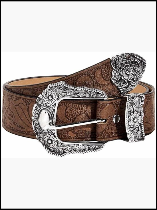 Vintage Western Leather Belt for Jeans with Alloy Buckle main image 4